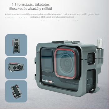 Alumínium ötvözet védőkeret Insta360 Ace/Ace Pro/Ace Pro 2-höz metsz Rabbit Cage-szel, Modell XY-ACE2-AL; Tartalmaz GoPro interfész, Kulcs, Csavarok; Személyre szabható logó