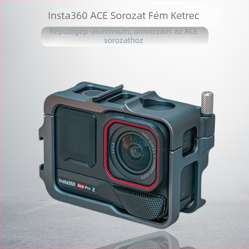 Alumínium ötvözet védőkeret Insta360 Ace/Ace Pro/Ace Pro 2-höz metsz Rabbit Cage-szel, Modell XY-ACE2-AL; Tartalmaz GoPro interfész, Kulcs, Csavarok; Személyre szabható logó