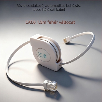 Category 6 hordozható visszahúzható RJ-45 hálózati kábel, 1,5 m, tiszta réz, 1000 Mbps