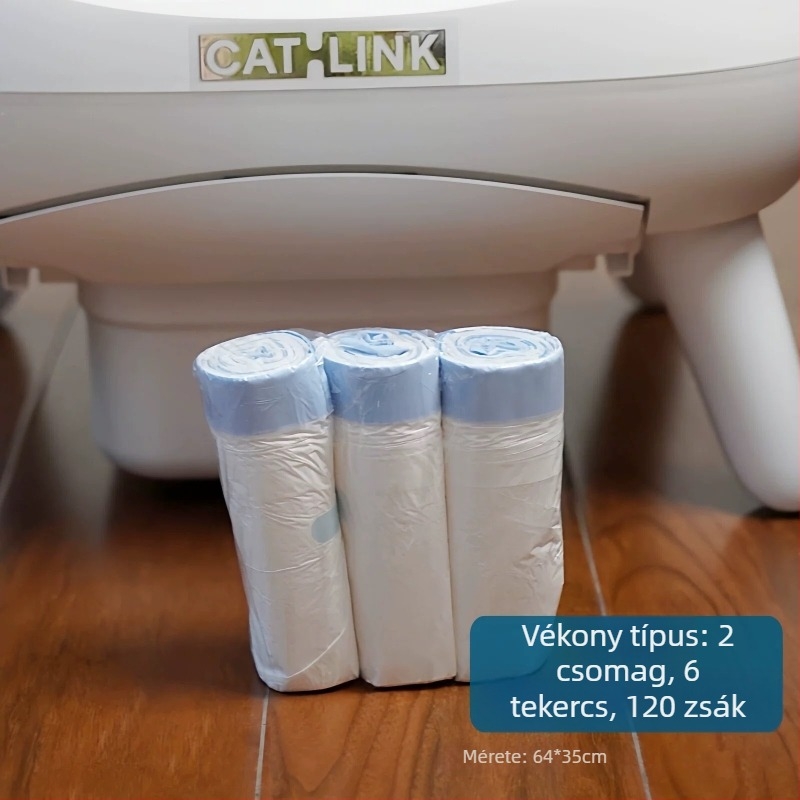 Catlink Fat Baby macskaalomtálca húzószsinóros, vastagított ürítésre szolgáló zacskók