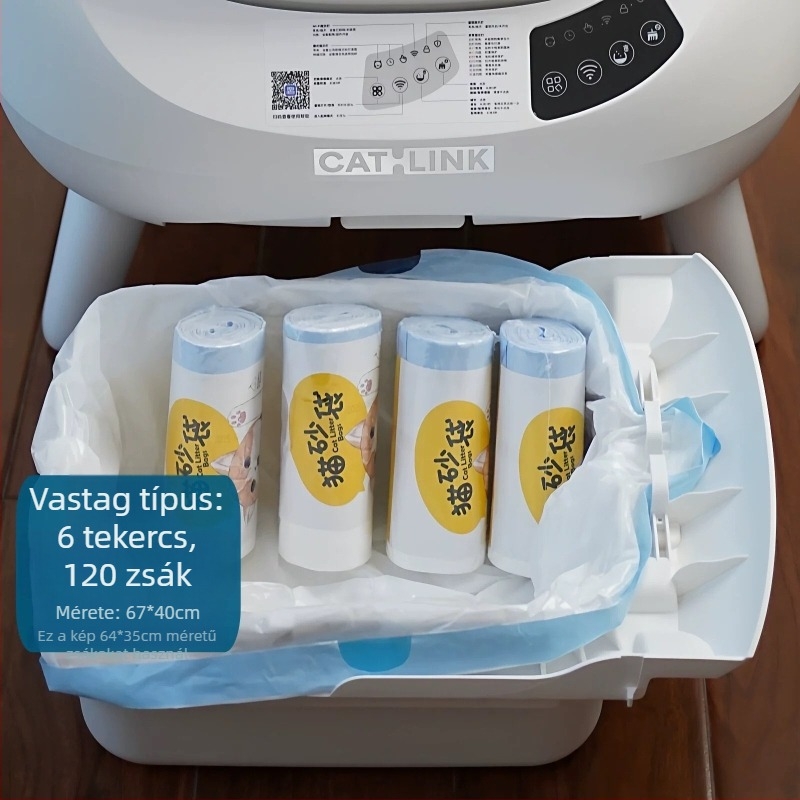 Catlink Fat Baby macskaalomtálca húzószsinóros, vastagított ürítésre szolgáló zacskók