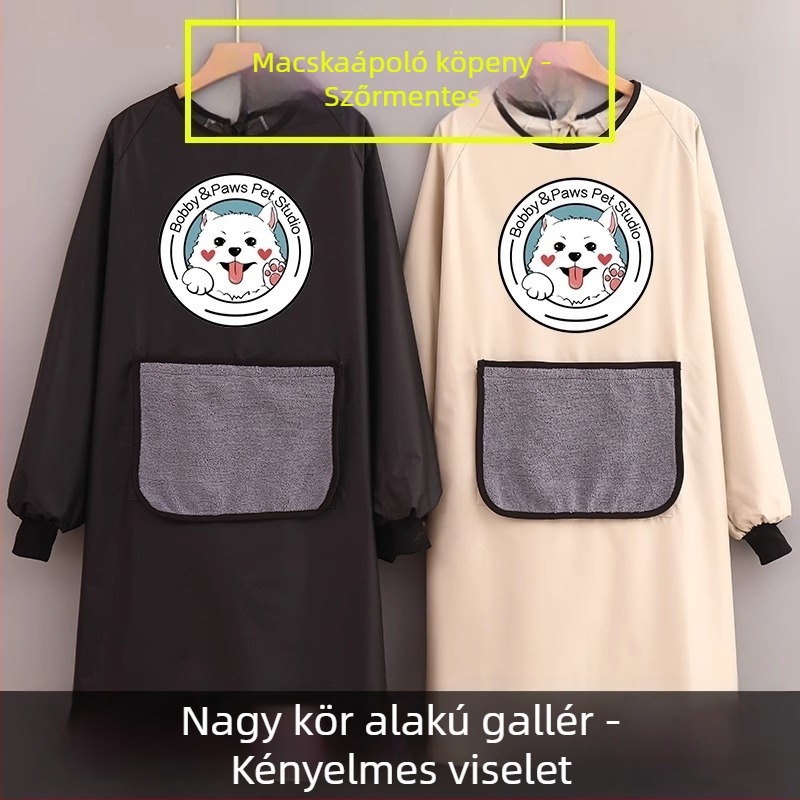 PVC ujjakkal ellátott kötény, vízálló, rajzfilm mintázatú, állatgondozásra