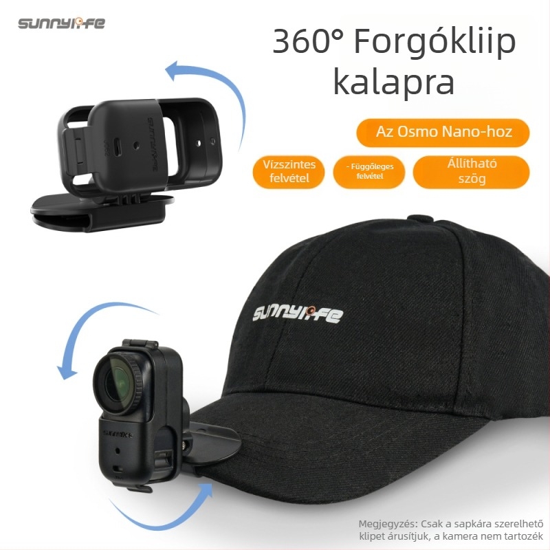 Sunnylife On-j064 Sapkára illeszkedő sapka-klip Osmo Nano kamera – Anyag: Műanyag, Kompatibilis OSMO NANO, Tartalmazza a sapka-klipet