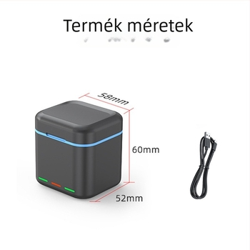 GoPro akkumulátor töltő doboz, 3-csatornás, HERO9-12 kompatibilis, PC+ABS, logó nyomtatott