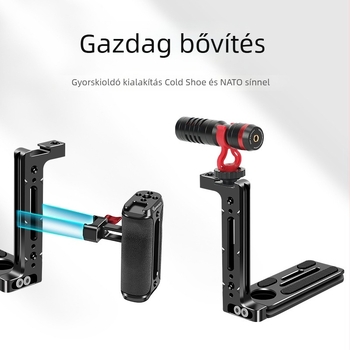 Alumíniumötvözetű L‑alakú tartó kamera és okostelefonhoz, gyorskioldó alaplappal, univerzális tripod kiegészítő