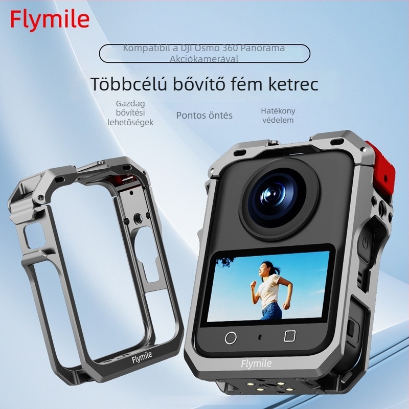 DJI Osmo 360 védőkeret – alumíniumötvözet + szilikon objektívvédő sapka, 78,7 g, Tartozékok: Rabbit Cage fém keret és objektívvédő sapka