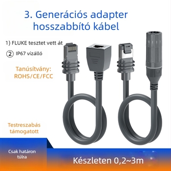 Category 7 kültéri IP68 vízálló hálózati hosszabbító kábel RJ-45-ös csatlakozóval, 1200 Mbps, 0,2–3 m