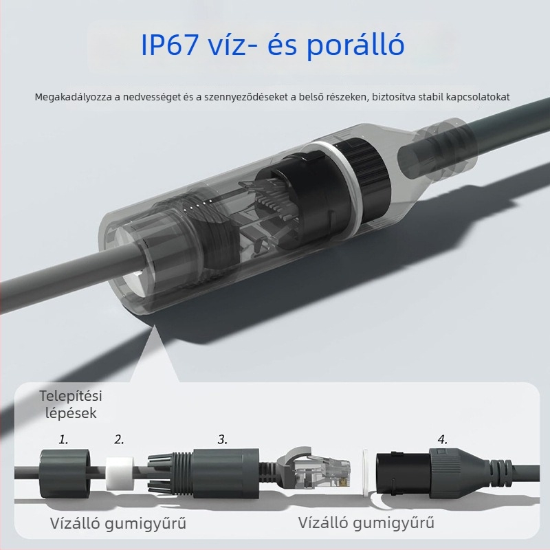 Category 7 kültéri IP68 vízálló hálózati hosszabbító kábel RJ-45-ös csatlakozóval, 1200 Mbps, 0,2–3 m