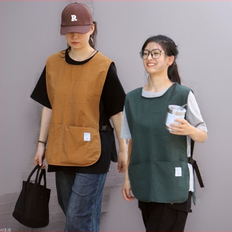 Nylon ujjatlan kötény, vízálló és olajálló, japán stílusú, szennyeződés elleni