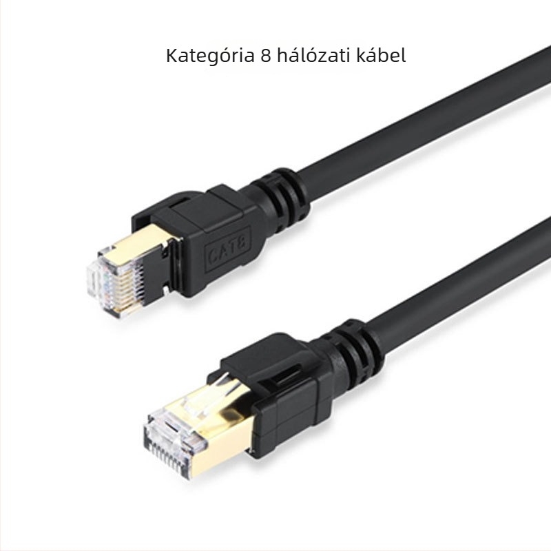 Cat8 Ethernet-kábel, oxigénmentes réz, RJ-45 csatlakozó, beltéri használat, csavart érpár, router-kompatibilis, 10G/20Gbps