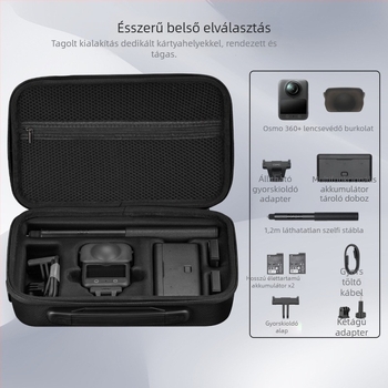DJI Osmo 360 kamera tároló táska, PC+Lycra anyagú, 501.9 g, tartalmaz keresztpántot