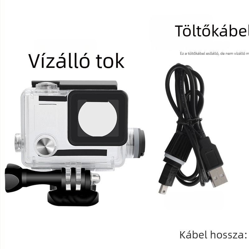 GoPro Hero4 motorkerékpárhoz készült vízálló védőház oldalirányú töltéssel és oldalirányú felvétellel