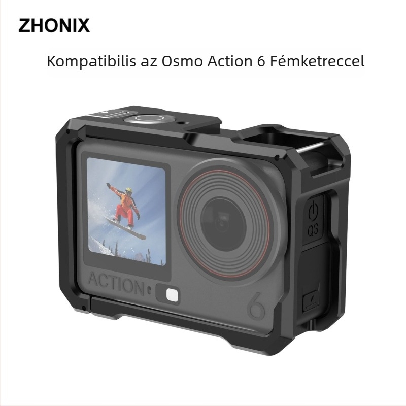 DJI Action 6 Alumínium ötvözetű nyúlketrec-bővítő keret védőburkolattal és hideg cipővel, logó testreszabás