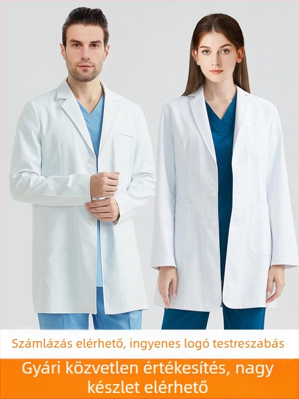 Elegant heart Antistatikus orvosi köpeny uniszex - hosszú ujjú, zakós gallér, nedvességelvezető poliészter/pamut anyag