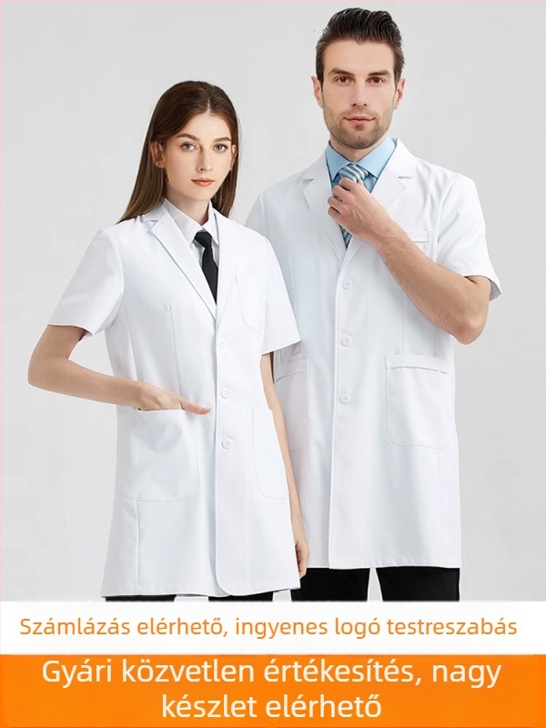 Elegant heart Antistatikus orvosi köpeny uniszex - hosszú ujjú, zakós gallér, nedvességelvezető poliészter/pamut anyag