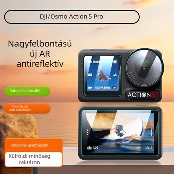 DJI Osmo Action 5 Pro AR anti-reflexiós védőfilm – PET anyag, 4. generáció, testre szabható logó, csomag színes kártyával és filmfelhelyező eszközzel