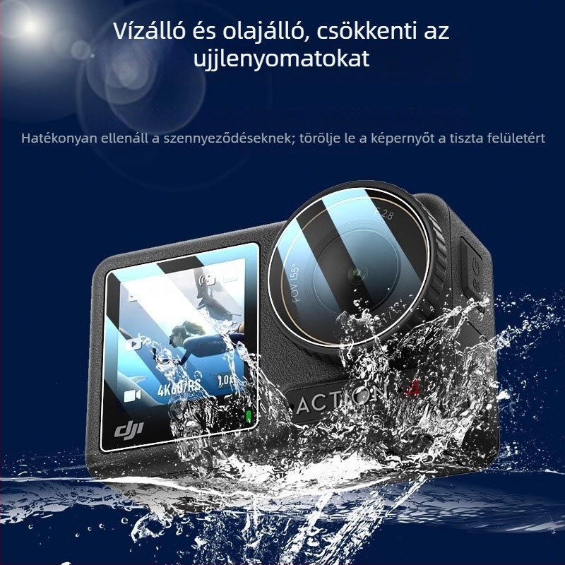 DJI Osmo Action 5 Pro AR anti-reflexiós védőfilm – PET anyag, 4. generáció, testre szabható logó, csomag színes kártyával és filmfelhelyező eszközzel