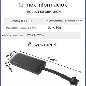 Beidou műholdas GPS-lokátor autókhoz és motorkerékpárokhoz – XC-29 – Pontosság <5 m – Tápellátás 9-90V – Riasztási módok: áramkimaradás, mobilriasztás, geofence, gyorsítás túllépés – Térképek: Amap/Baidu/Tencent/Google