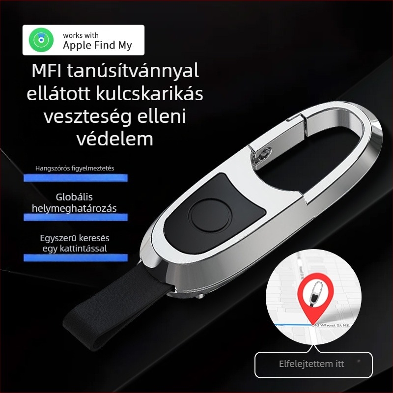 Autókulcshordozó helymeghatározó Airtaghez, anti-vesztés medál, mágneses töltés, cinkötvözet test, modell YS01