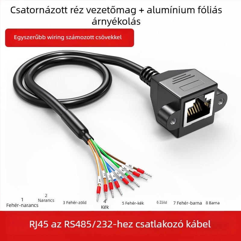 Juxin Vezérlővonal RJ45-hoz 8P8C hibakereső kábel RS232/485-hoz, csavart érpár