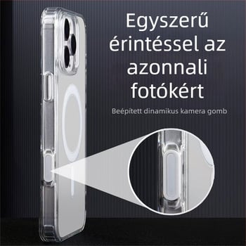 iPhone 16 Pro-hoz készült tok AI érintőgombbal és mágneses vonzással MagSafe-kompatibilis (Anyagok: akril + TPU; mágneses gyűrű; AI érintőgombok; MagSafe-kompatibilis; karcálló)