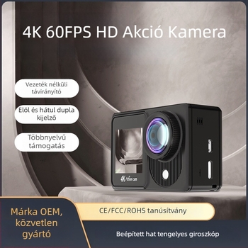 Kerékpáros akciókamera – 48 MP érzékelő, TF-kártya tárhely, két LCD kijelző, modell A26, akkumulátor üzemideje 90–110 perc