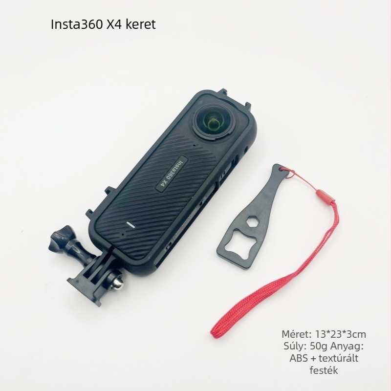 Insta360 X4 műanyag keret panorámakamerához, védő külső keret, kettős hideg cipő nyílások és rabbit cage típusú bővítő konzol (Márka: Insta360; Modell: Mini; Kompatibilis modellek: General; Anyag: Egyéb; Licenszelt magáncímke: Igen)