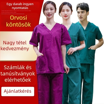 Uniszex orvosi kézmosó scrubs, alkalmas kórházi és kozmetikai klinikák számára, pamut anyag, nedvességelvezető