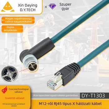Ipari Ethernet-kábel M12-től RJ45-ig, X-Típus, 8-magos réz, Cat6