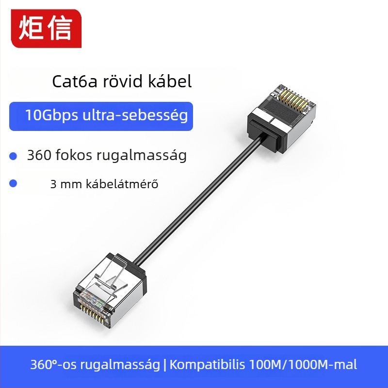 Cat6a réz Ethernet-kábel, ultra vékony, rövid, RJ-45, 10 Gbps, Ø3 mm, modemhez és routerhez
