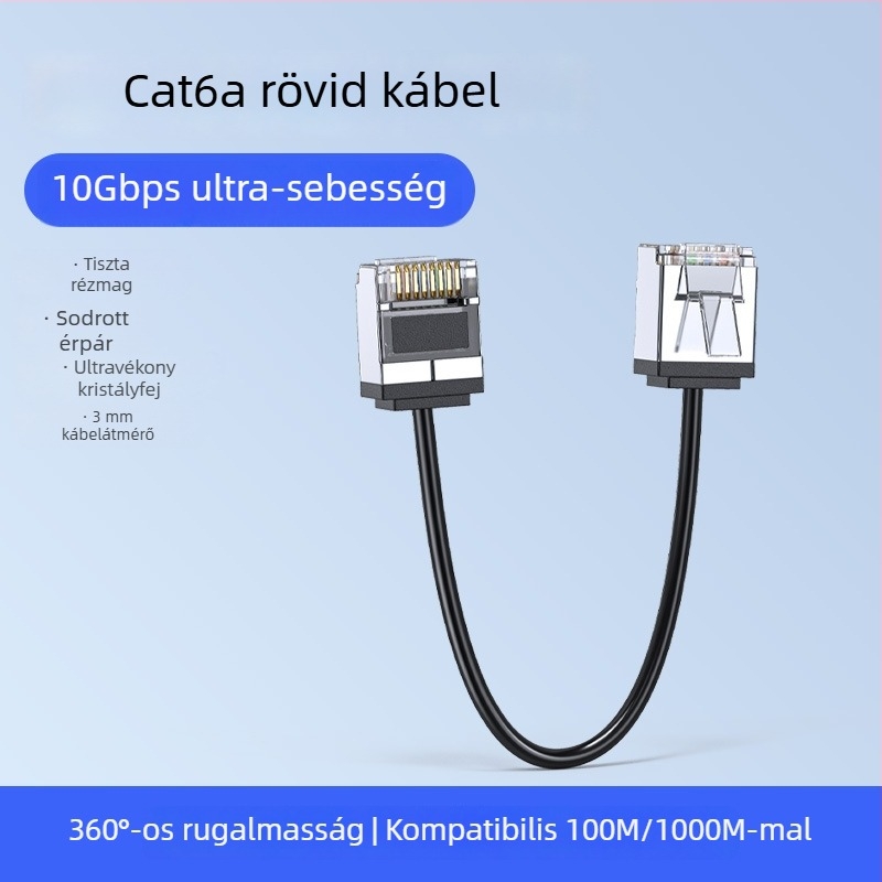 Cat6a réz Ethernet-kábel, ultra vékony, rövid, RJ-45, 10 Gbps, Ø3 mm, modemhez és routerhez