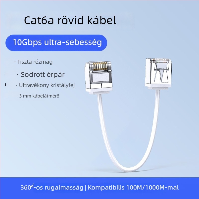 Cat6a réz Ethernet-kábel, ultra vékony, rövid, RJ-45, 10 Gbps, Ø3 mm, modemhez és routerhez