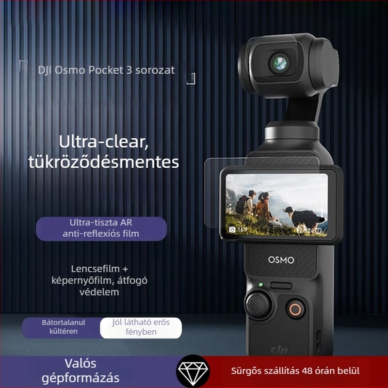 DJI Osmo Pocket 3 lencsevédő fólia elektroplazált anti-reflex bevonattal, karcolásálló és ujjlenyomat-mentes