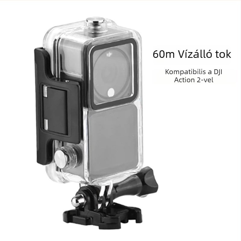 DJI Action 2 kettős kijelzős vízálló ház – átlátszó burkolat, vízállóság 60 m, anyag: H9 edzett üveg + PC + rozsdamentes acél, kompatibil az Action 2 kettős kijelzős készletével