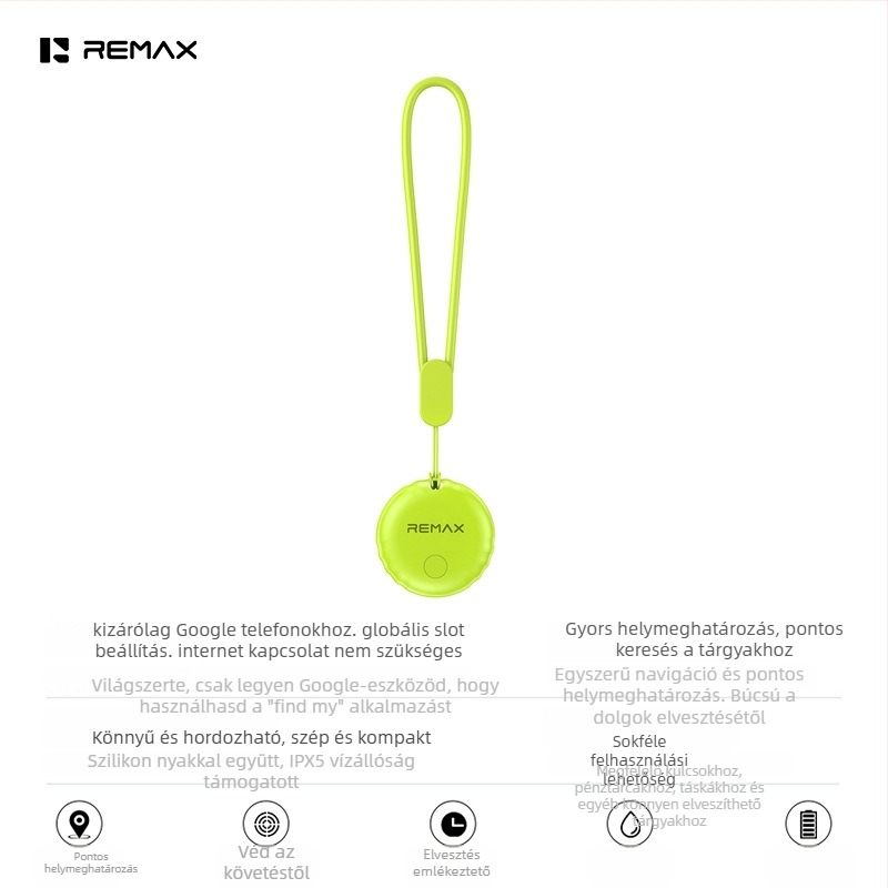 Remax F10 valós idejű helymeghatározó iOS-hoz, 230 mAh, 6,3 g