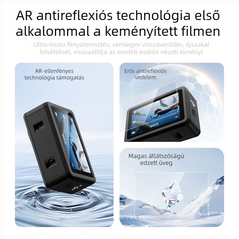 DJI Action 6 objektív és képernyő védő készlet – Modell: Positioning tempered film, Anyag: Tempered film