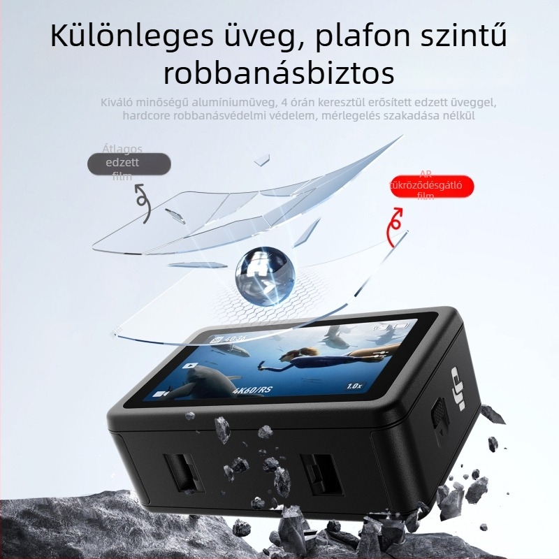 DJI Action 6 objektív és képernyő védő készlet – Modell: Positioning tempered film, Anyag: Tempered film