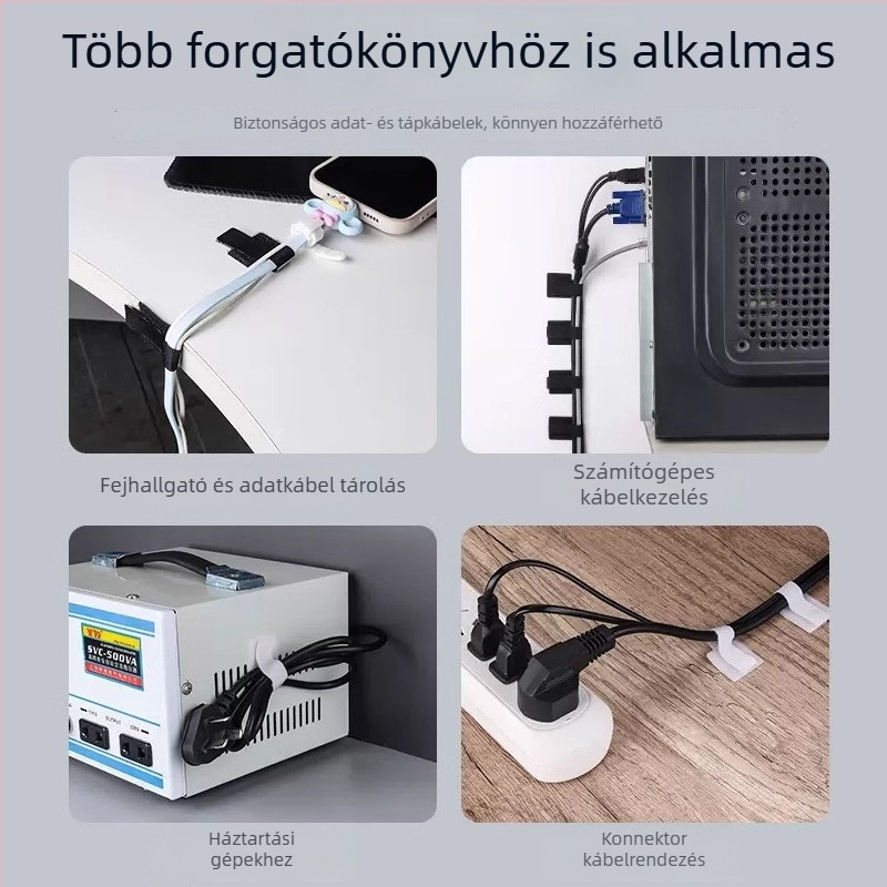 Asztali kábelrendező Velcro öntapadós – kábelek menedzsmentje és útvonalvezetés
