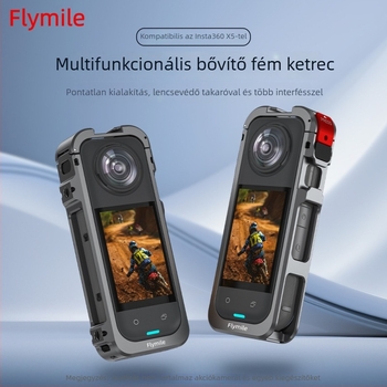 Insta360 X5 Rabbit Cage védőkeret – alumíniumötvözet + szilikon objektívvédő sapka, 63,5 g; tartalmazza: nyúlketrec keret, objektívvédő sapka és 4 szélvédő gyapot