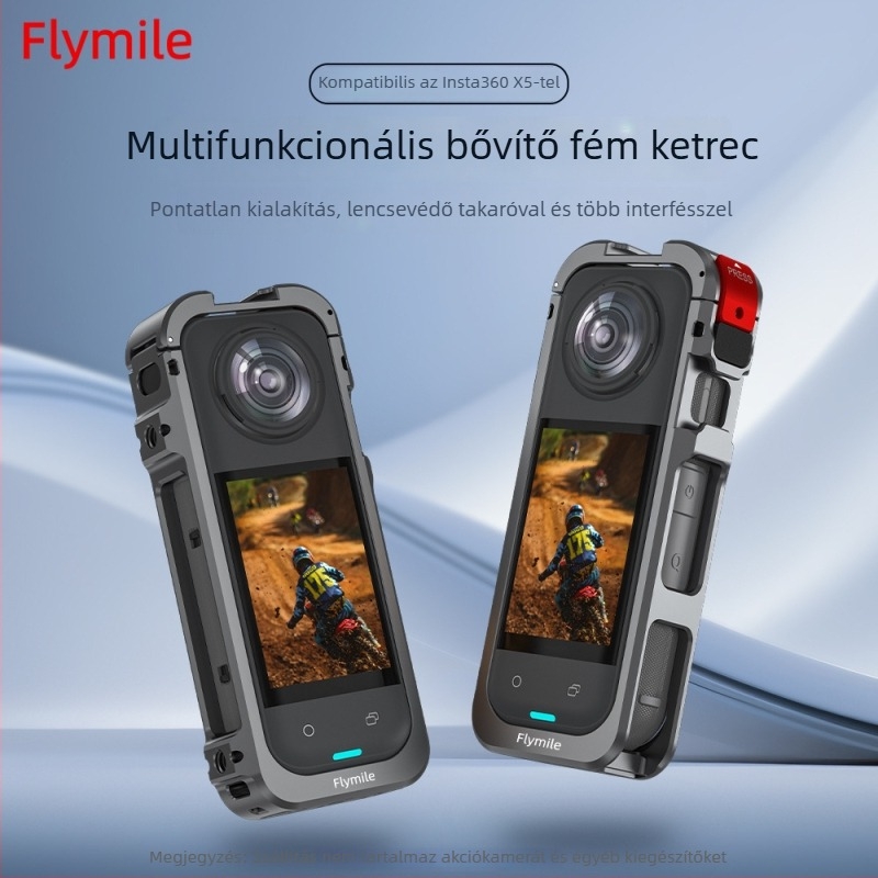 Insta360 X5 Rabbit Cage védőkeret – alumíniumötvözet + szilikon objektívvédő sapka, 63,5 g; tartalmazza: nyúlketrec keret, objektívvédő sapka és 4 szélvédő gyapot