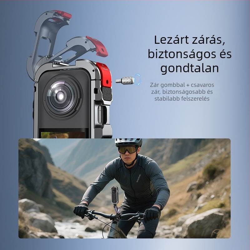 Insta360 X5 Rabbit Cage védőkeret – alumíniumötvözet + szilikon objektívvédő sapka, 63,5 g; tartalmazza: nyúlketrec keret, objektívvédő sapka és 4 szélvédő gyapot