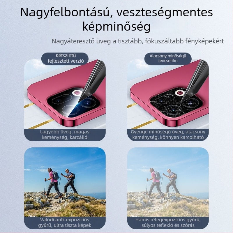 OPPO Find X9 / Find X9 Pro kamera objektívvédő fólia – teljes lefedettség, Asahi üveg, lézeres gravírozás, Double Gull