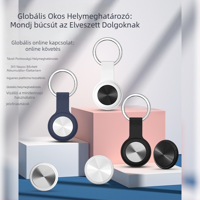 Globális okos nyomkövető tárgyakhoz és háziállatokhoz — GPS nyomkövetés, Bluetooth, 220 mA akkumulátor, ABS ház, iOS-kompatibilis