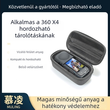 Insta360 360X4 védőtok EVA anyagból, szerelhető csattal és nyomtatott logóval (kültéri/beltéri használat)