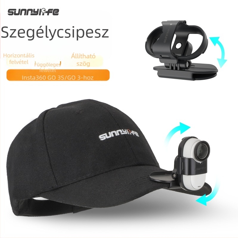 SUNNYLIFE Sapkára illeszthető klipsz Insta360 GO 3S/GO 3-hoz — fejre szerelhető tartó első személyes felvételekhez, modell G3S-J867, anyag műanyag