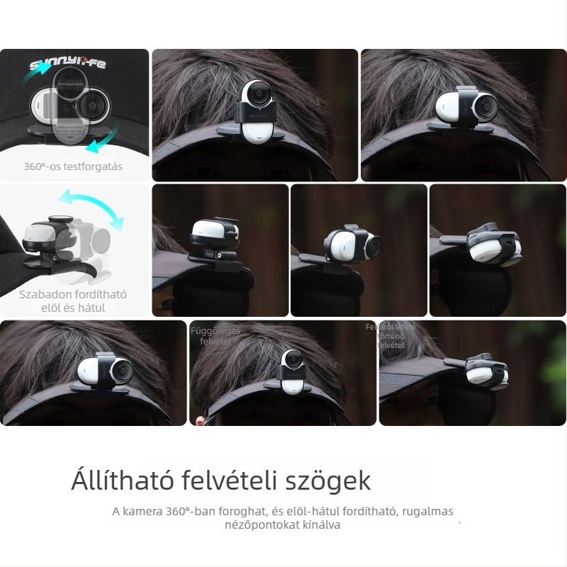 SUNNYLIFE Sapkára illeszthető klipsz Insta360 GO 3S/GO 3-hoz — fejre szerelhető tartó első személyes felvételekhez, modell G3S-J867, anyag műanyag