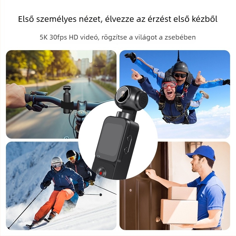 OX3 5K zsebméretű kültéri akciókamera, stabilizációval, érintőképernyővel és motoros forgó kézhasználattal