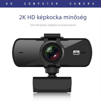 HD vezeték nélküli webkamera videokonferenciákhoz, autofókusz, beépített mikrofon, 2560x1440 felbontás, 25fps, USB 2.0