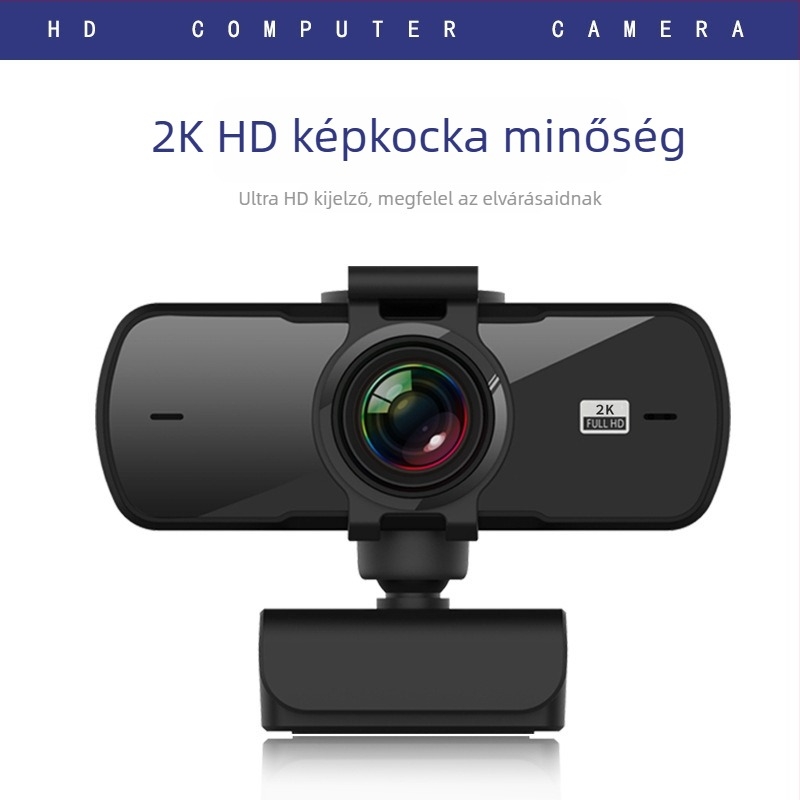 HD vezeték nélküli webkamera videokonferenciákhoz, autofókusz, beépített mikrofon, 2560x1440 felbontás, 25fps, USB 2.0