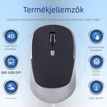 Vezeték nélküli egér 2.4G, 4 gomb, Plug-and-play, ergonomikus kialakítás, testreszabható logó
